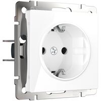 Розетка с заземлением и шторками (белый) / W1171101