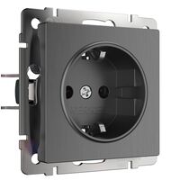 Розетка с заземлением и шторками (графит рифленый) / W1171104