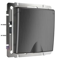 Розетка влагозащ. с зазем. с защит. крышкой и шторками (графит рифленый) / W1171204