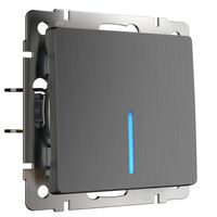 Выключатель одноклавишный проходной с подсветкой (графит рифленый) / W1112104