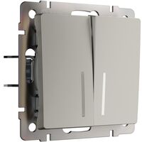 Выключатель двухклавишный с подсветкой (дымчатый) / W1220104