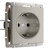 Розетка с заземлением и шторками (дымчатый) / W1271104