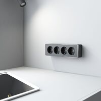 Розетка четверная с заземлением и шторками Gallant (черный/хром) / W5072258