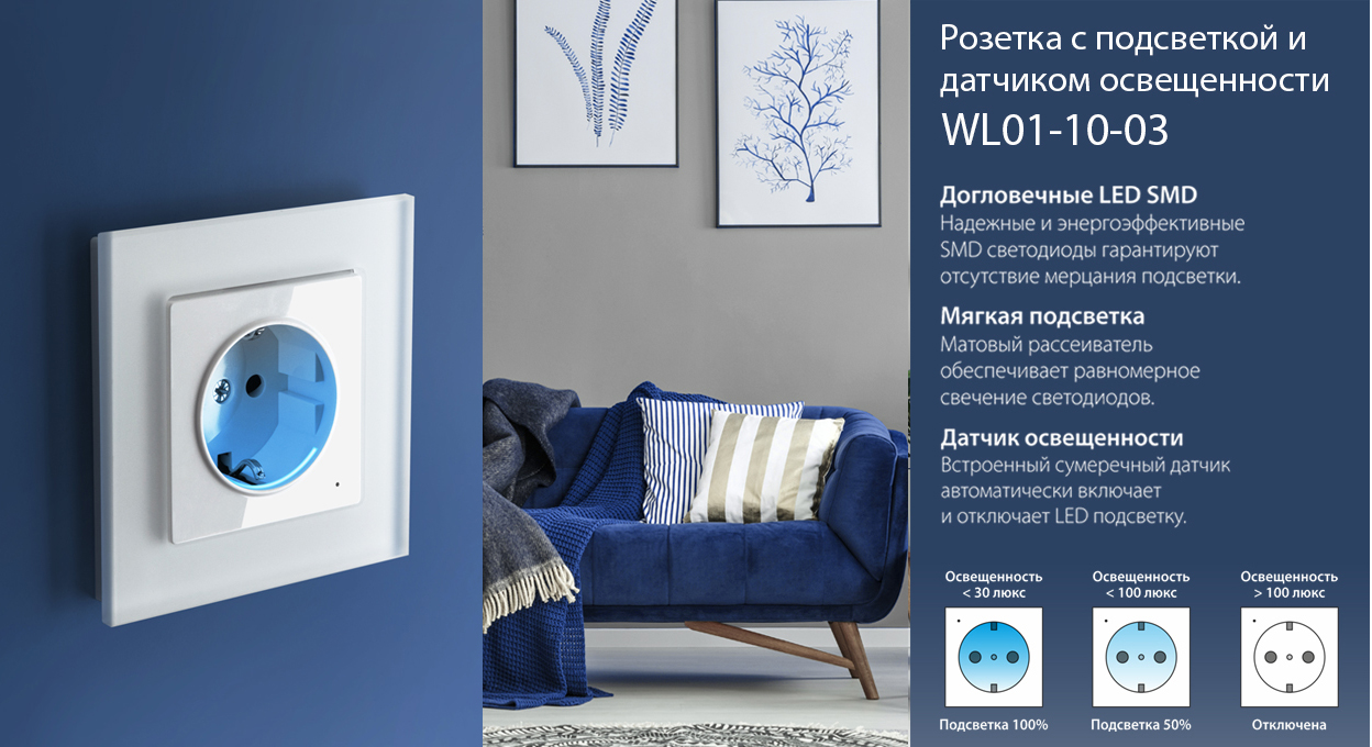 Werkel Розетка с подсветкой и датчиком освещенности